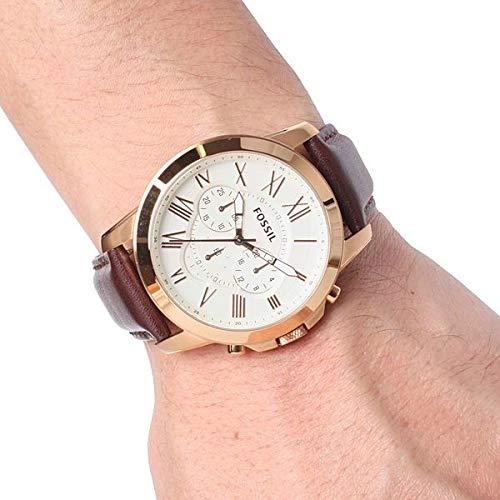  Shop Authentic Fossil Grant Chronograph White Dial Brown Leather Strap Watch for Men - FS4991 - Luxxuri