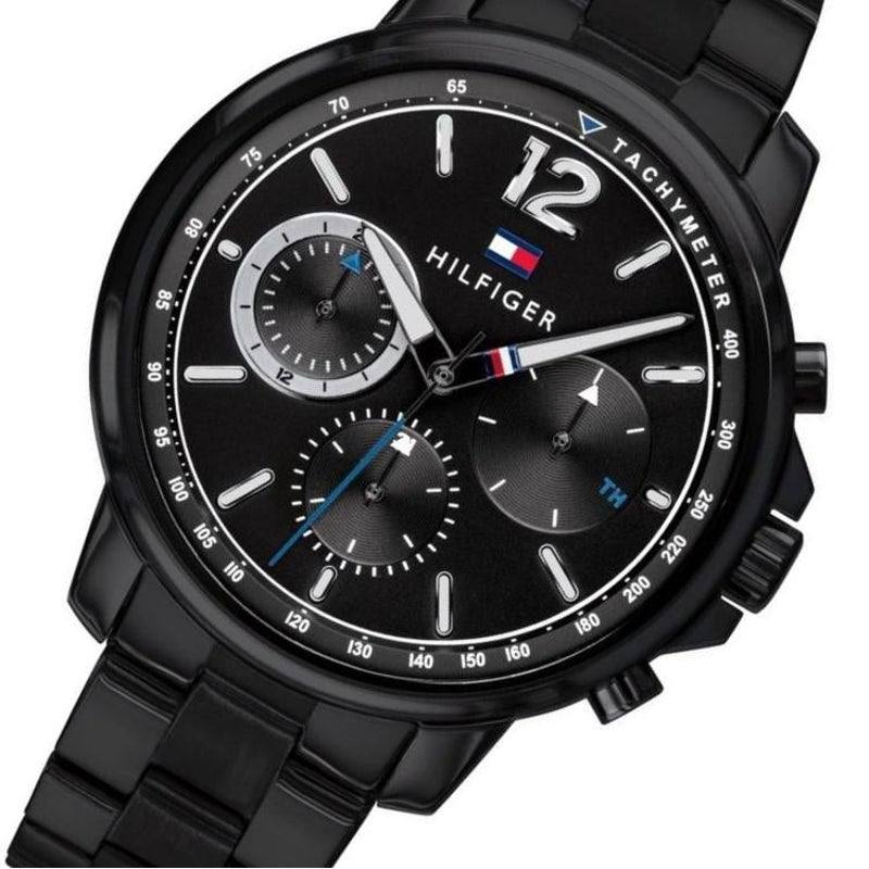  Shop Authentic Tommy Hilfiger London Chronograph Black Dial Black Steel Strap Watch for Men - 1791529 - Luxxuri