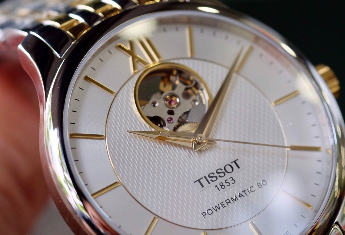  Shop Authentic Tissot Tradition Powermatic 80 Open Heart Silver Dial Two Tone Steel Strap Watch For Men - T063.907.22.038.00 - Luxxuri
