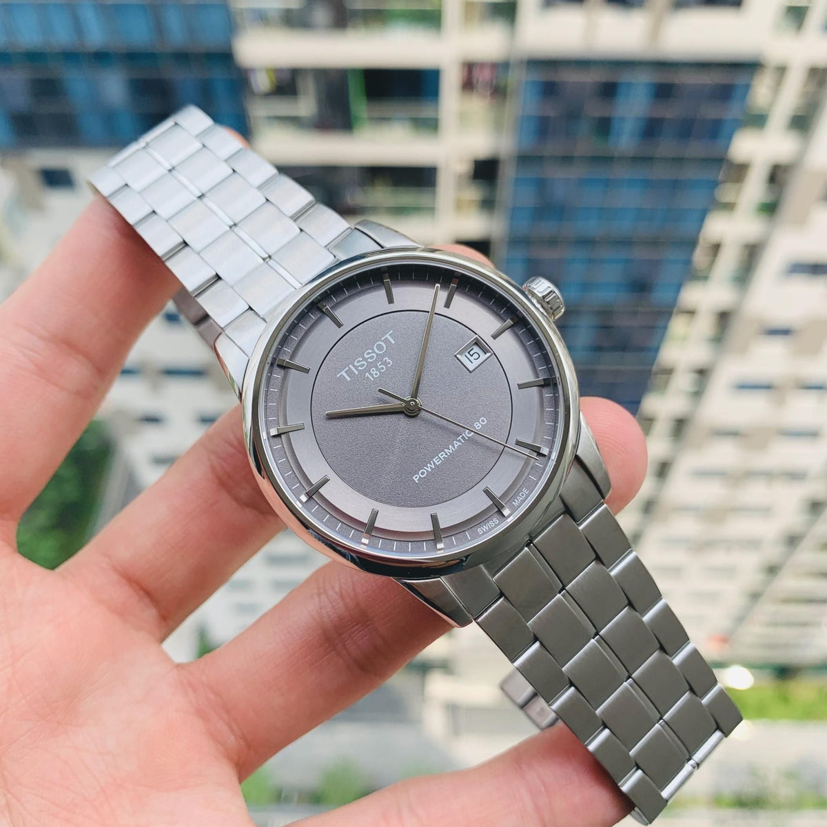  Shop Authentic Tissot Luxury Powermatic 80 Grey Dial Silver Steel Strap Watch for Men - T086.407.11.061.00 - Luxxuri