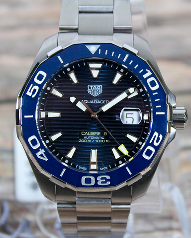  Shop Authentic Tag Heuer Aquaracer Calibre 5 Blue Dial Silver Steel Strap Watch for Men - WAY201B.BA0927 - Luxxuri