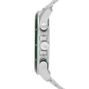 Lacoste Neoheritage Chronograph Green Dial Silver Steel Strap Watch for Men - 2011255