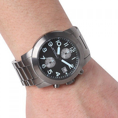  Shop Authentic Marc Jacobs Larry Chronograph Black Dial Grey Steel Strap Watch for Men - MBM5051 - Luxxuri