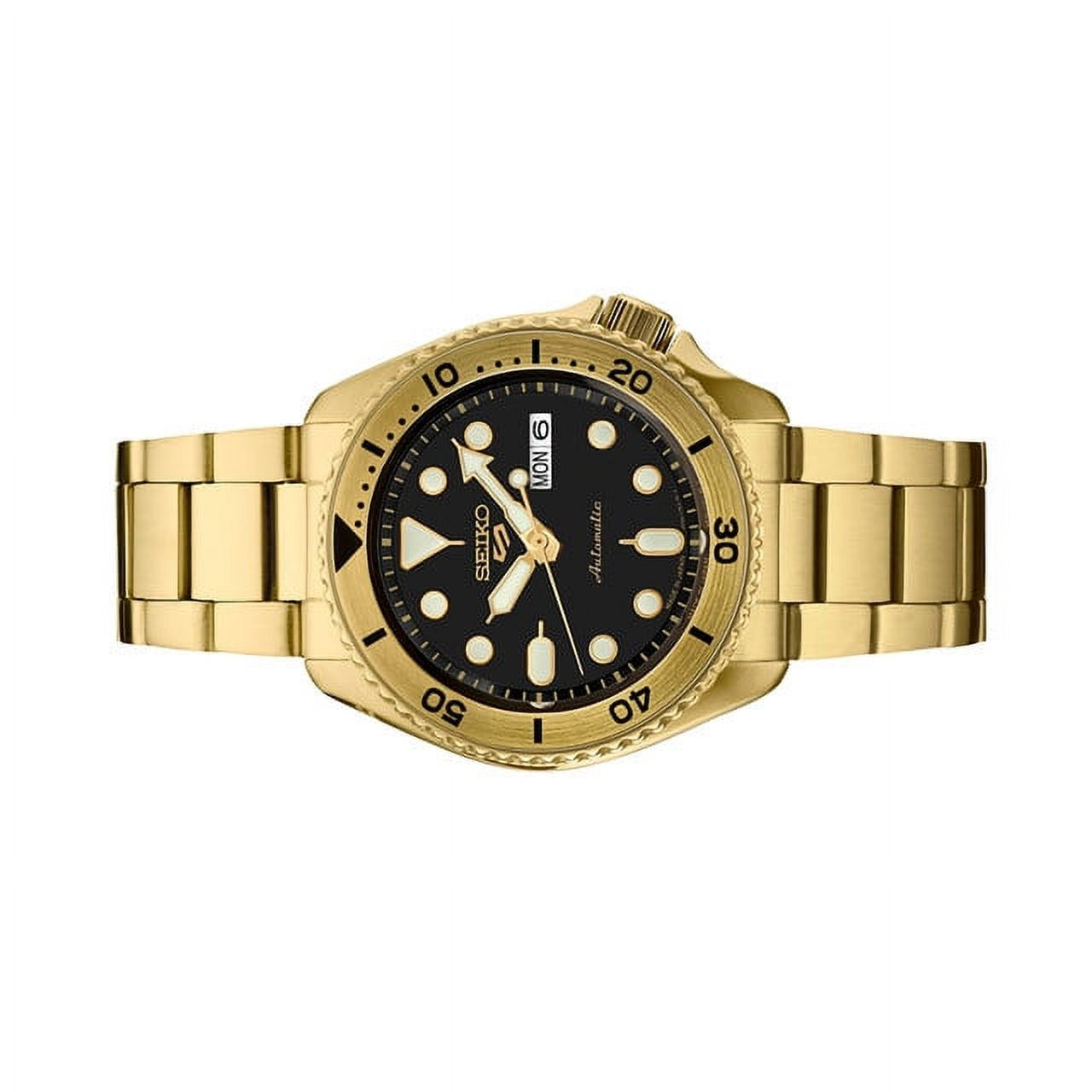  Shop Authentic Seiko 5 Sports Automatic Black Dial Gold Steel Strap Watch For Men - SRPK18 - Luxxuri