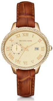  Shop Authentic Michael Kors Whitley Quartz Gold Dial Brown Leather Strap Watch For Women - MK2428 - Luxxuri