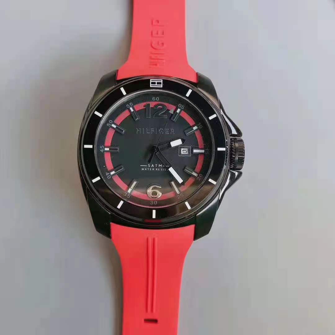  Shop Authentic Tommy Hilfiger Windsurf Black Dial Red Rubber Strap Watch for Men - 1791112 - Luxxuri