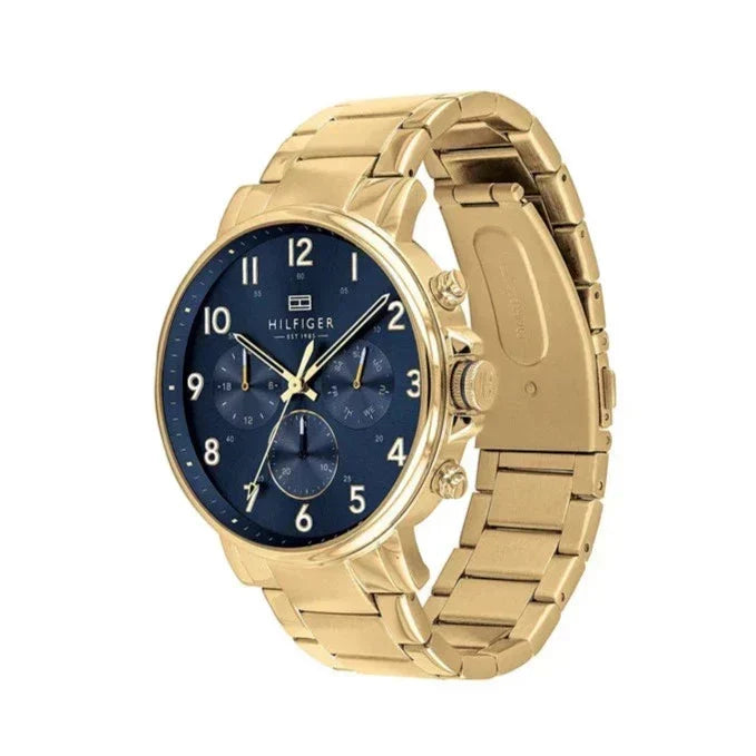  Shop Authentic Tommy Hilfiger Daniel Chronograph Blue Dial Gold Steel Strap Watch for Men - 1710384 - Luxxuri