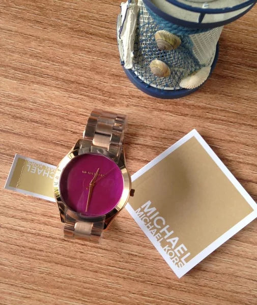  Shop Authentic Michael Kors Runway Pink Dial Rose Gold Steel Strap Watch for Women - MK3550 - Luxxuri