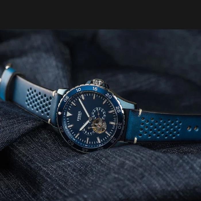  Shop Authentic Fossil Crewmaster Sports Automatic Blue Dial Blue Leather Strap Watch for Men - ME3149 - Luxxuri