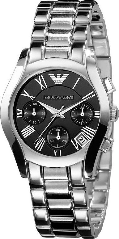  Shop Authentic Emporio Armani Velente Chronograph Black Dial Silver Steel Strap Watch For Women - AR0674 - Luxxuri