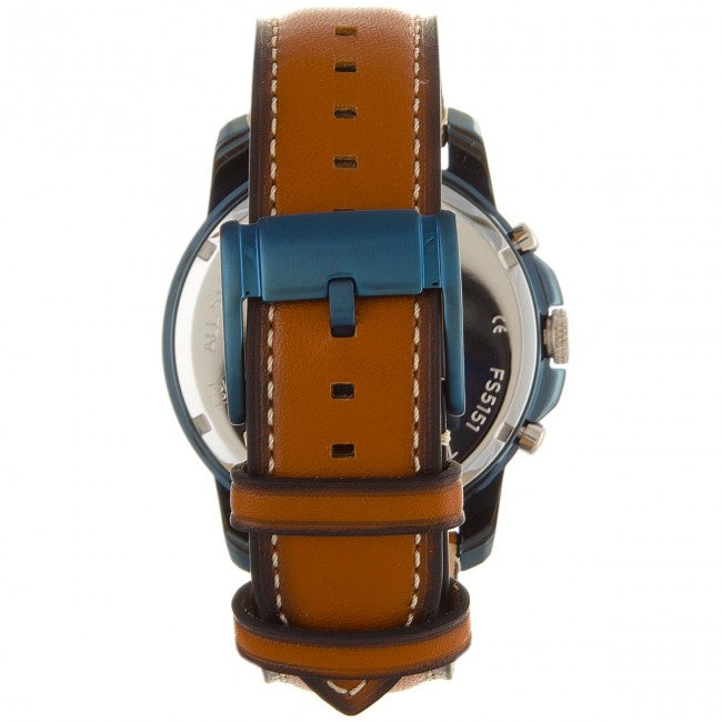 Shop Authentic Fossil Grant Chronograph Blue Dial Brown Leather Strap Watch for Men - FS5151 - Luxxuri