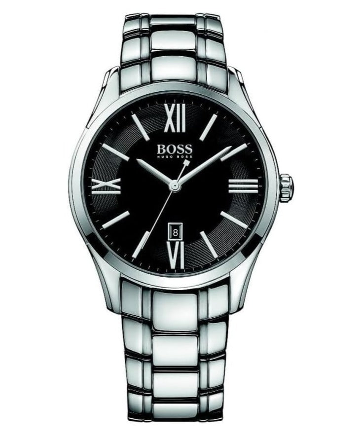  Shop Authentic Hugo Boss Governer Black Dial Silver Steel Strap Watch for Men - 1513488 - Luxxuri