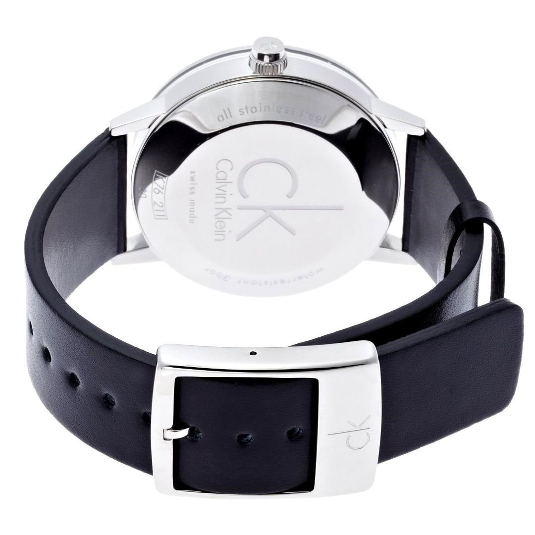  Shop Authentic Calvin Klein Minimal Black Dial Black Leather Strap Watch for Women - K7622107 - Luxxuri