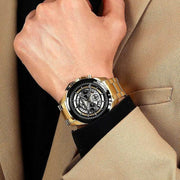  Shop Authentic Maserati Traguardo Skeleton Black Dial Gold Steel Strap Watch For Men - R8873612058 - Luxxuri
