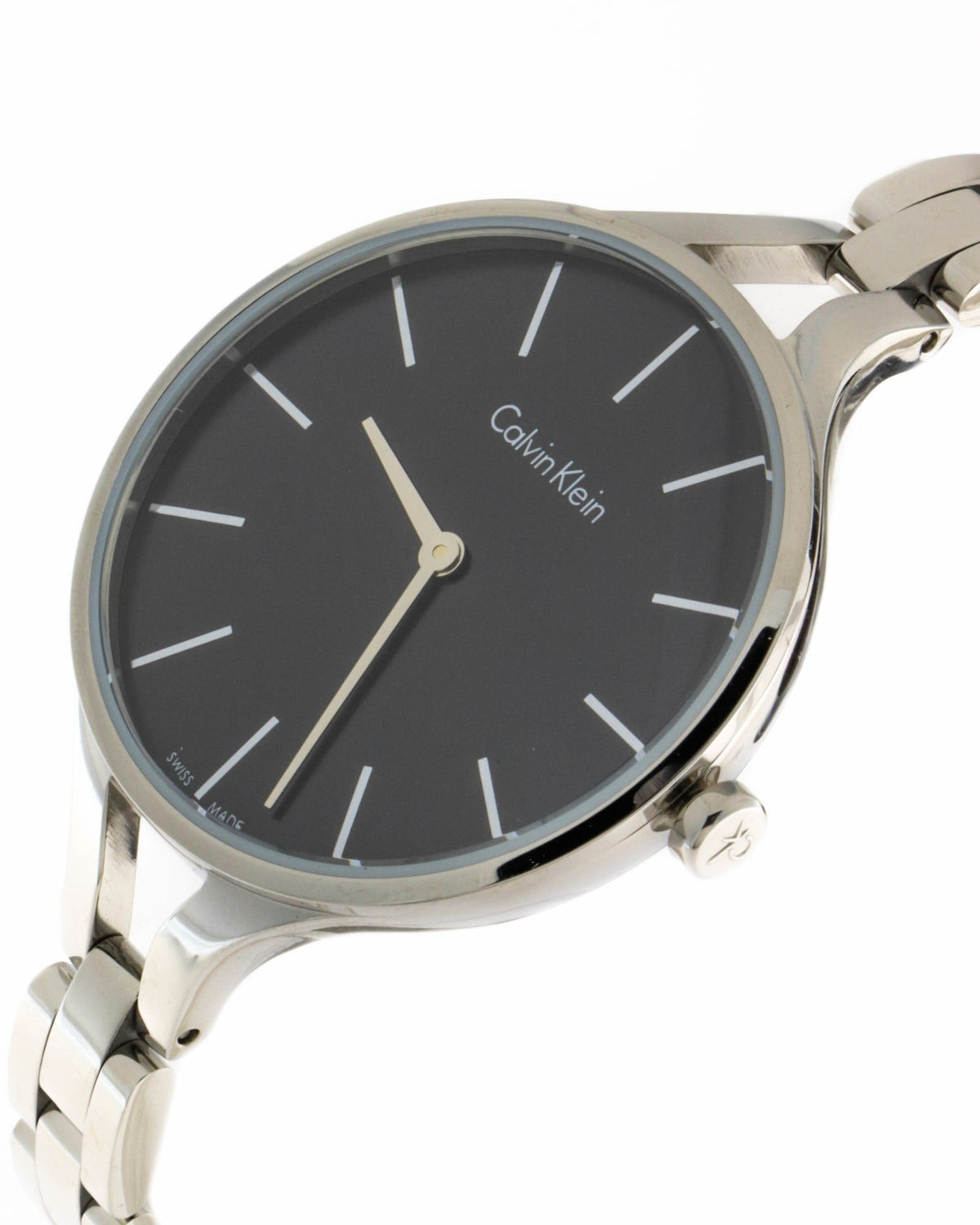 Shop Authentic Calvin Klein Graphic Black Dial Silver Steel Strap Watch for Women - K7E23141 - Luxxuri