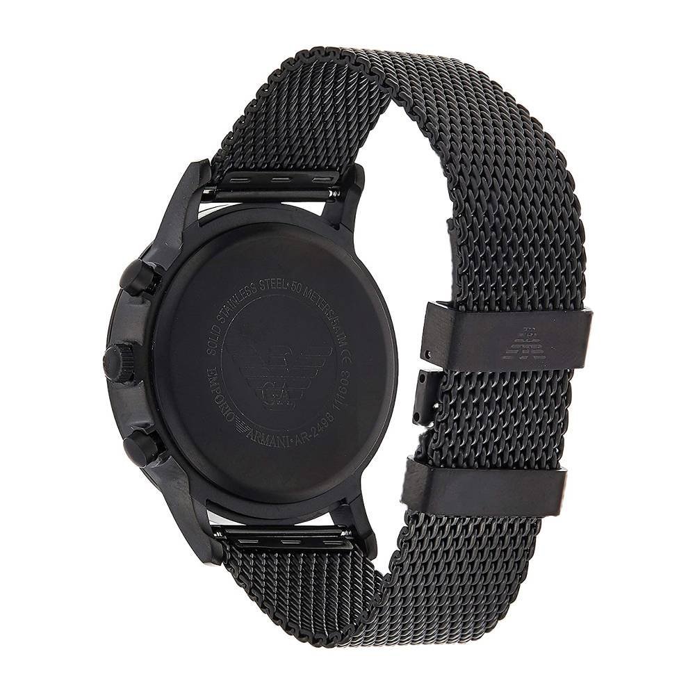  Shop Authentic Emporio Armani Renato Chronograph Black Dial Black Mesh Bracelet Watch For Men - AR2498 - Luxxuri