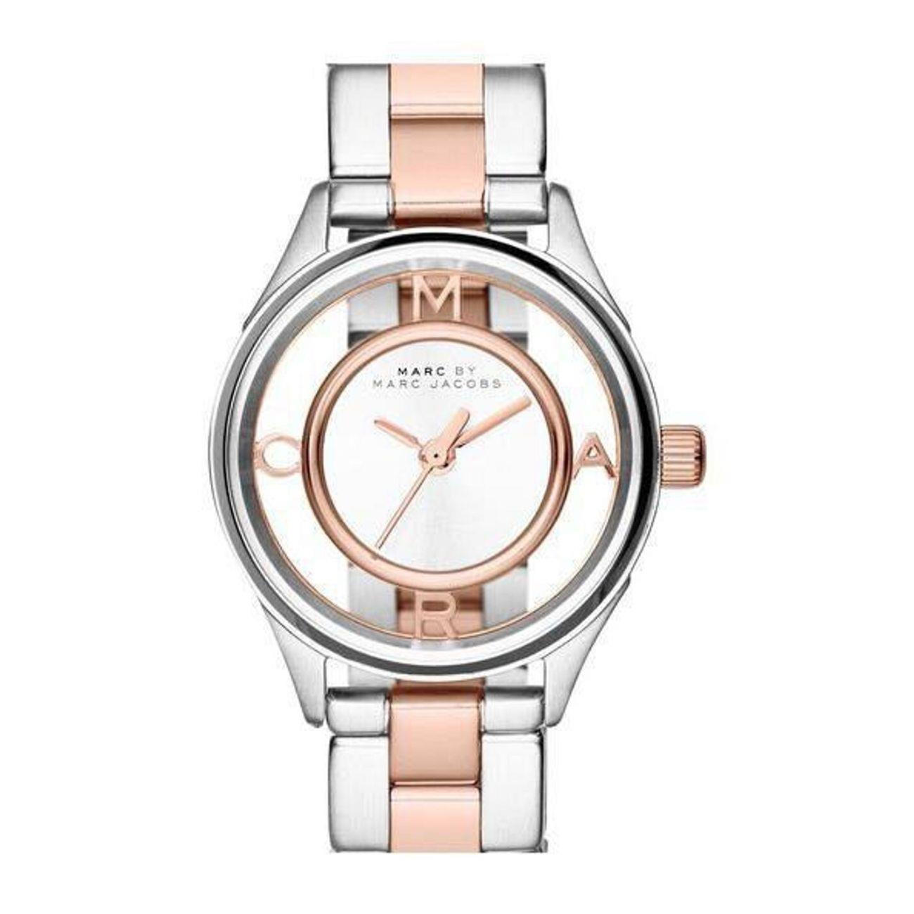  Shop Authentic Marc Jacobs Tether Transparent White Dial Two Tone Steel Strap Watch for Women - MBM3418 - Luxxuri
