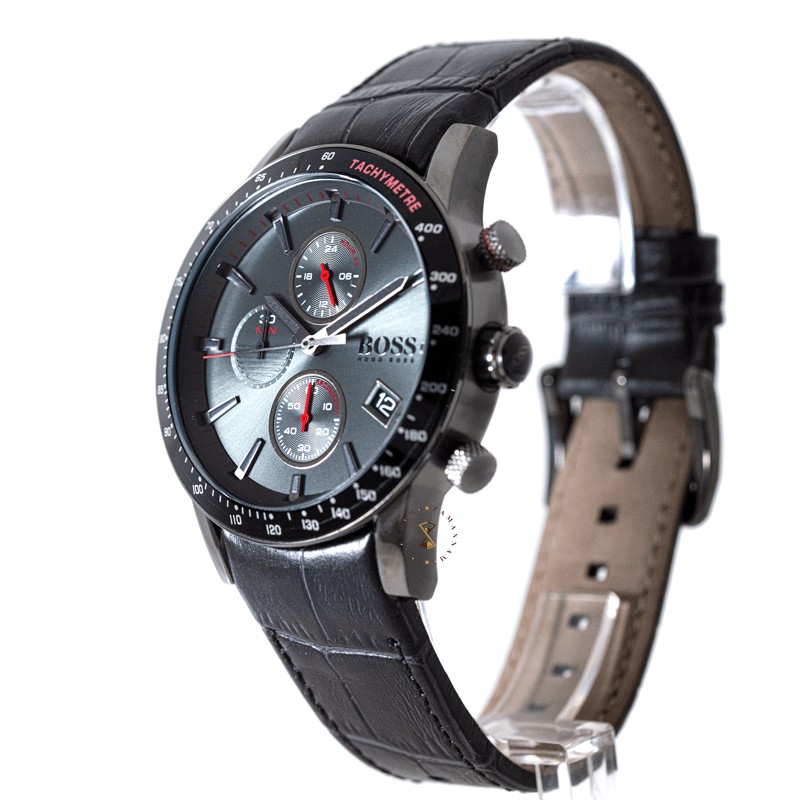  Shop Authentic Hugo Boss Rafale Chronograph Grey Dial Grey Leather Strap Watch For Men - 1513445 - Luxxuri