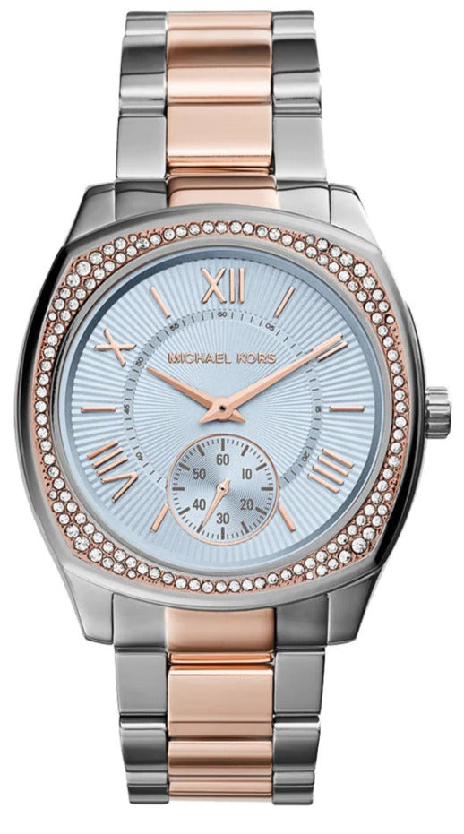  Shop Authentic Michael Kors Bryn Quartz Blue Dial Two Tone Steel Strap Watch For Women - MK6136 - Luxxuri