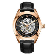  Shop Authentic Maserati Traguardo Automatic Black Skeleton Dial Black Leather Strap Watch For Men - R8821112001 - Luxxuri