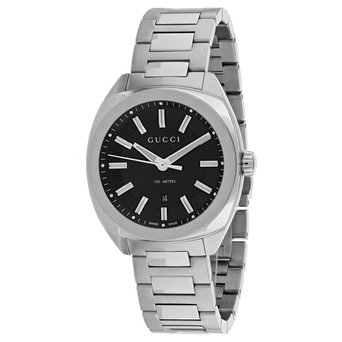  Shop Authentic Gucci GG2570 Quartz Black Dial Silver Steel Strap Watch For Men - YA142401 - Luxxuri