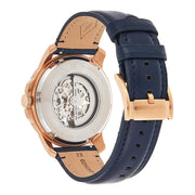  Shop Authentic Fossil Grant Automatic Skeleton Blue Dial Blue Leather Strap Watch for Men - ME3102 - Luxxuri