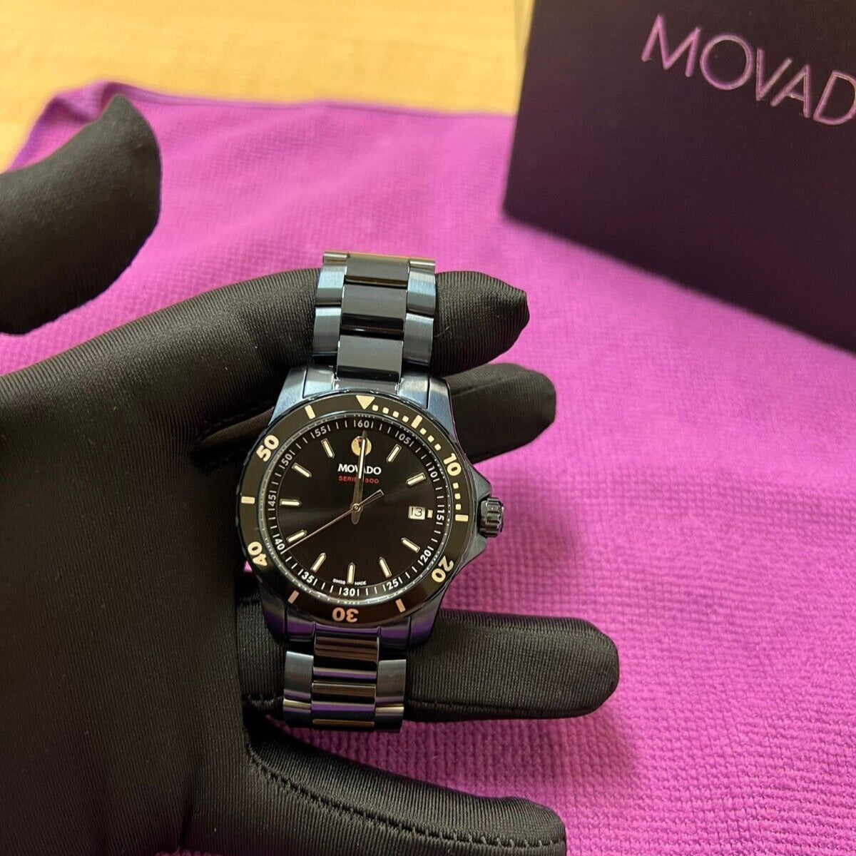  Shop Authentic Movado Series 800 Black Dial Blue Ion Plated Steel Strap Watch for Men - 2600139 - Luxxuri
