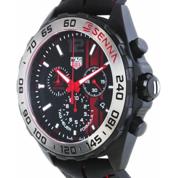  Shop Authentic Tag Heuer Formula 1 Ayrton Senna Limited Edition Black Dial Two Tone Rubber Strap Watch for Men - CAZ1019.FT8027 - Luxxuri