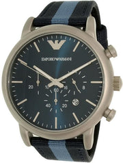  Shop Authentic Emporio Armani Luigi Chronograph Quartz Blue Dial Blue Nylon Strap Watch For Men - AR1949 - Luxxuri