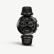  Shop Authentic Versace V-Racer Aion Chronograph Black Dial Black Leather Strap Watch for Men - VBR030017 - Luxxuri