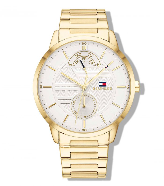  Shop Authentic Tommy Hilfiger Hunter White Dial Gold Steel Strap Watch for Men - 1791609 - Luxxuri