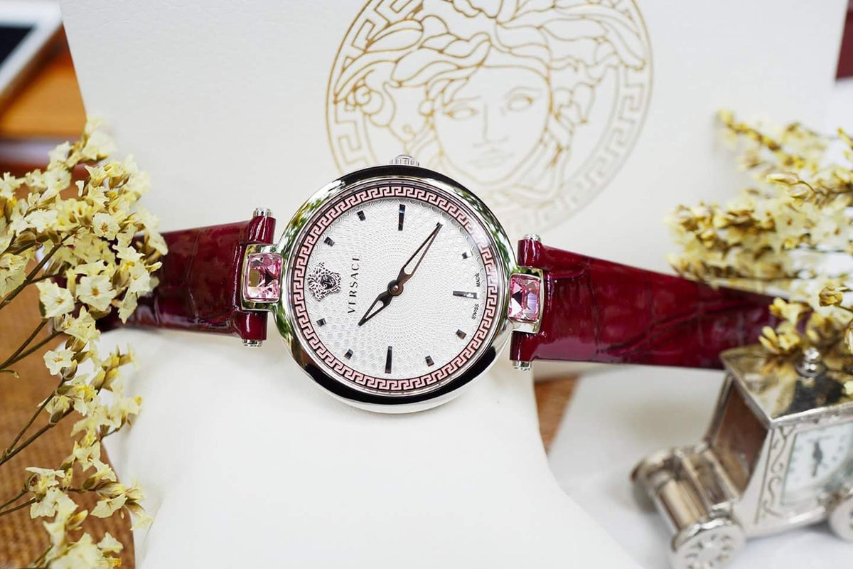  Shop Authentic Versace Olympo Crystal Gleam White Dial Purple Leather Strap Watch for Women - VAN010016 - Luxxuri