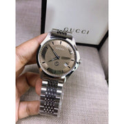  Shop Authentic Gucci G Timeless Brown Dial Silver Steel Strap Watch For Men - YA126406 - Luxxuri
