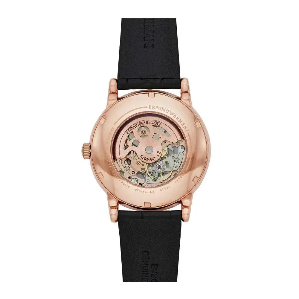  Shop Authentic Emporio Armani Meccanico Black Dial Black Leather Watch For Men - AR60004 - Luxxuri
