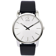  Shop Authentic Calvin Klein City White Dial Black Leather Strap Watch For Men - K2G211C6 - Luxxuri