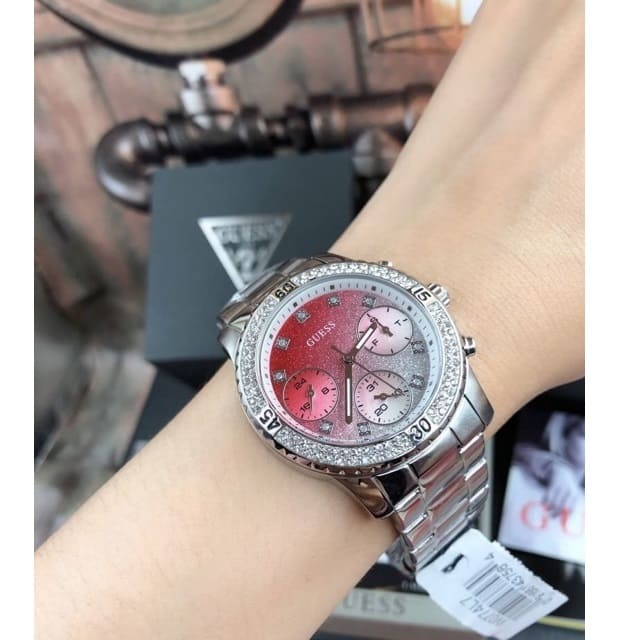  Shop Authentic Guess Confetti Diamonds Silver Dial Silver Steel Strap Watch for Women - W0774L7 - Luxxuri