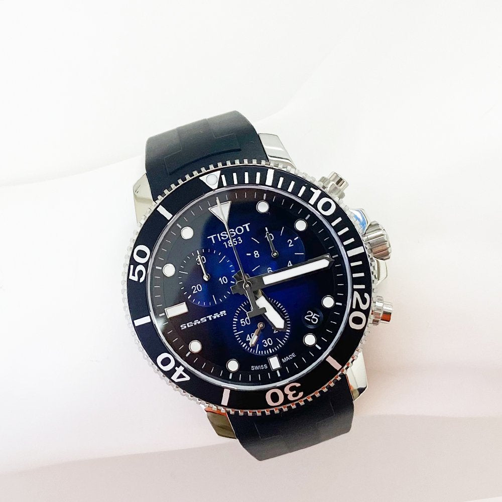  Shop Authentic Tissot Seastar 1000 Chronograph Blue Dial Black Rubber Strap Watch For Men - T120.417.17.041.00 - Luxxuri