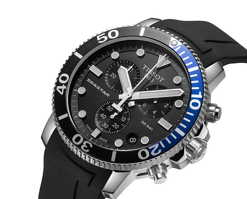  Shop Authentic Tissot Seastar 1000 Chronograph Black Dial Black Rubber Strap Watch For Men - T120.417.17.051.02 - Luxxuri