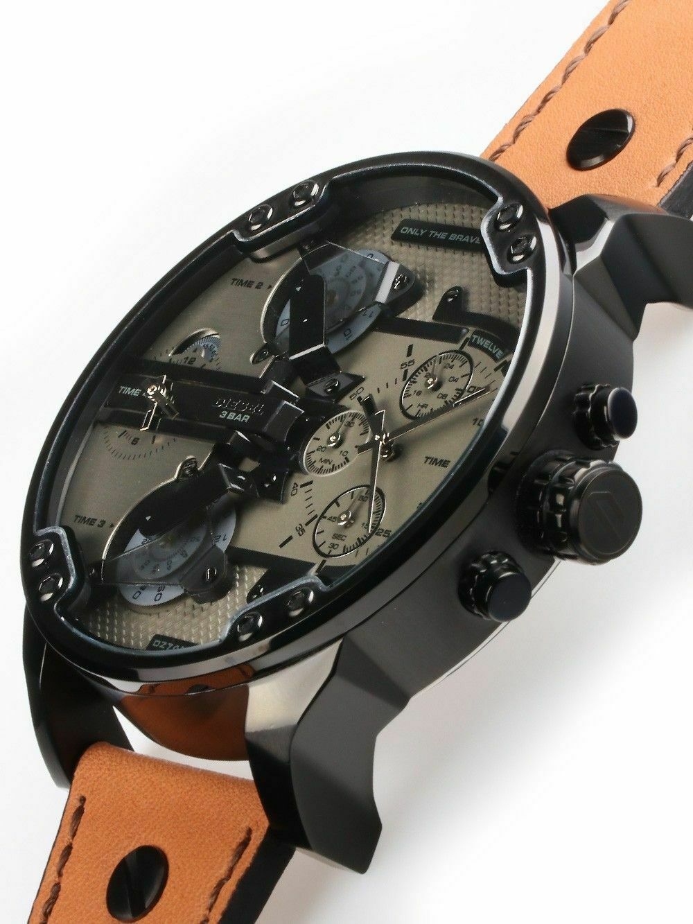  Shop Authentic Diesel Mr. Daddy 2.0 Chronograph Grey Dial Brown Leather Strap Watch For Men - DZ7406 - Luxxuri