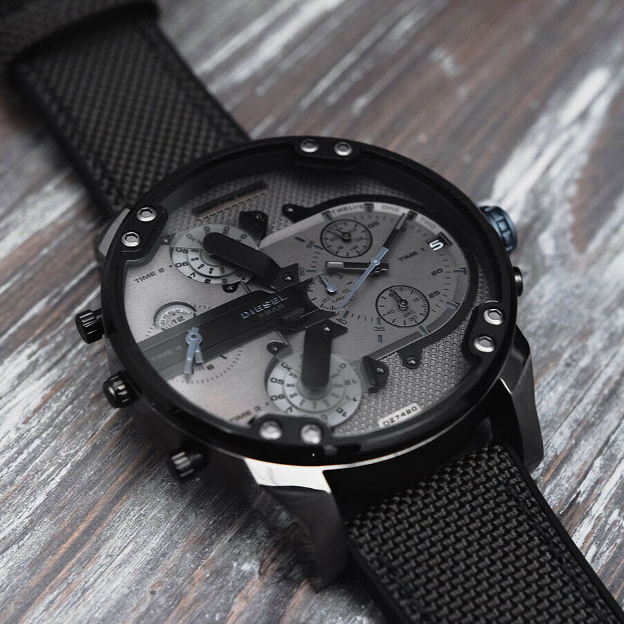  Shop Authentic Diesel Mr Daddy 2.0 Chronograph Grey Dial Black Nylon Strap Watch For Men - DZ7420 - Luxxuri
