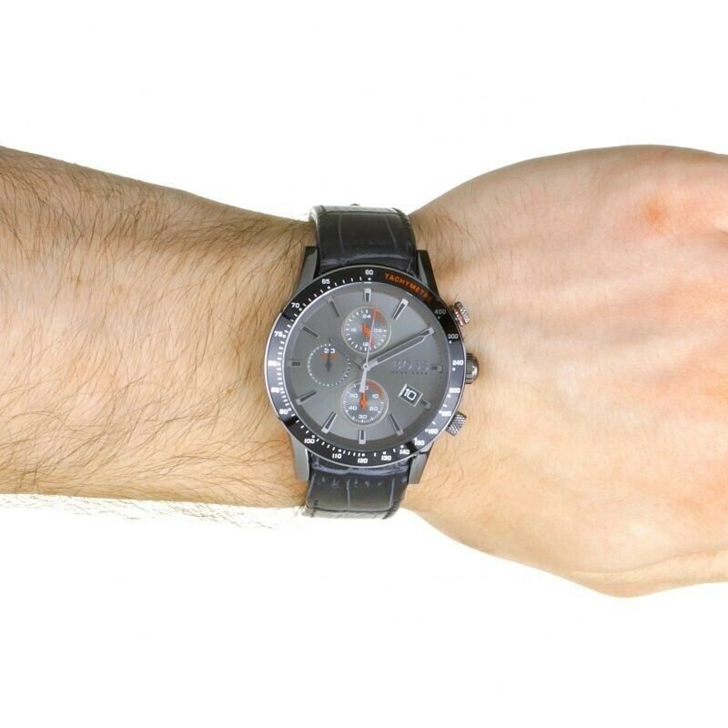  Shop Authentic Hugo Boss Rafale Chronograph Grey Dial Grey Leather Strap Watch For Men - 1513445 - Luxxuri