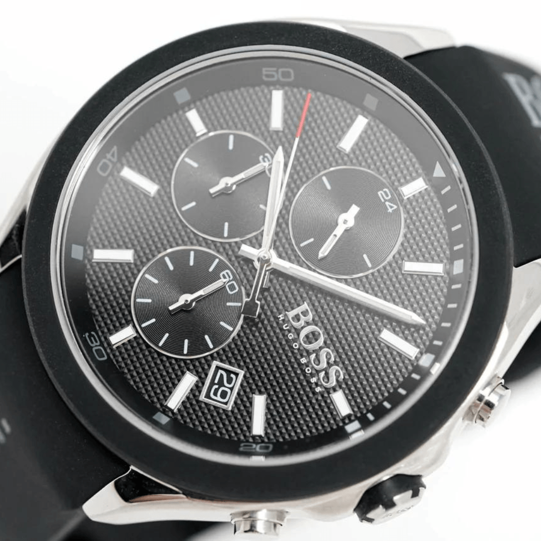  Shop Authentic Hugo Boss Velocity Black Dial Black Leather Strap Watch for Men - 1513716 - Luxxuri