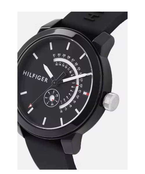  Shop Authentic Tommy Hilfiger Denim Quartz Black Dial Black Rubber Strap Watch for Men - 1791483 - Luxxuri
