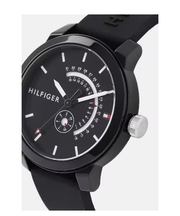  Shop Authentic Tommy Hilfiger Denim Quartz Black Dial Black Rubber Strap Watch for Men - 1791483 - Luxxuri