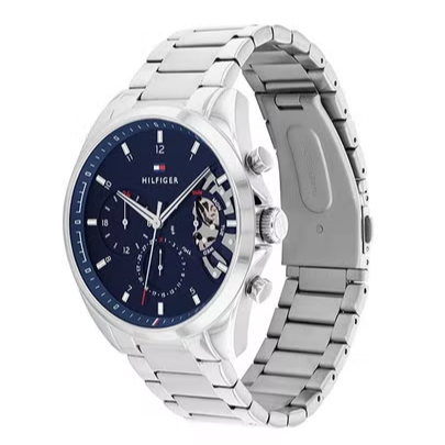  Shop Authentic Tommy Hilfiger Baker Quartz Blue Dial Silver Steel Strap Watch For Men - 1710448 - Luxxuri