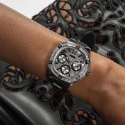  Shop Authentic Guess Duchess Crystals Silver Dial Black Silicon Strap Watch For Women - GW0619L1 - Luxxuri