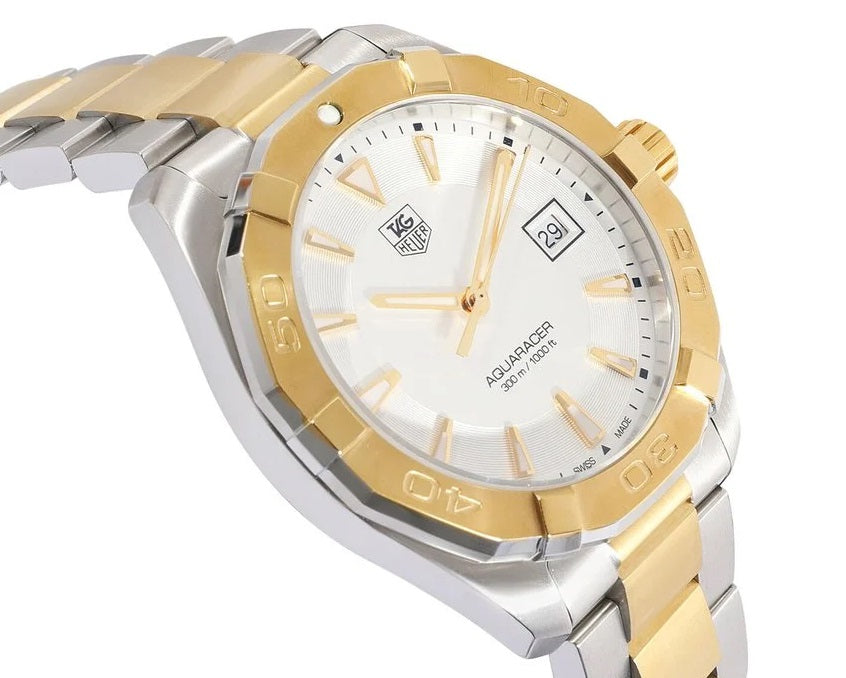  Shop Authentic Tag Heuer Aquaracer Quartz White Dial Two Tone Steel Strap Watch for Men - WAY1120.BB0930 - Luxxuri