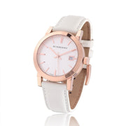  Shop Authentic Burberry The City White Dial White Leather Strap Watch for Women - BU9108 - Luxxuri