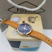  Shop Authentic Fossil Tailor Date-Day Quartz Blue Dial Brown Leather Strap Watch for Women - ES4257 - Luxxuri