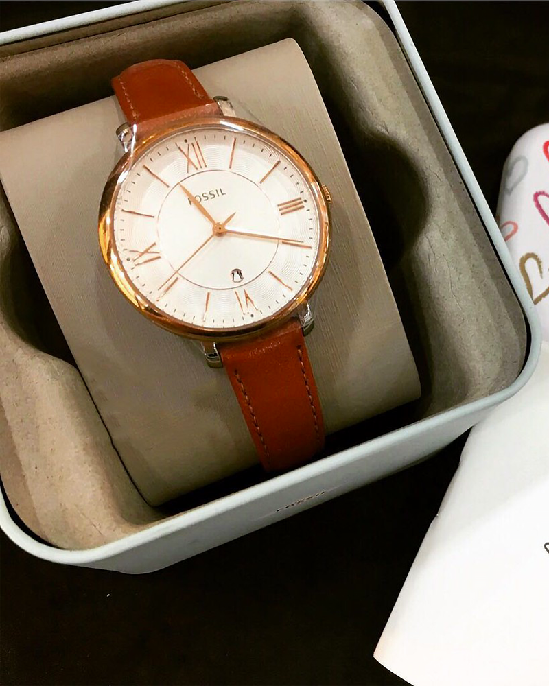  Shop Authentic Fossil Jacqueline White Dial Brown Leather Strap Watch for Women - ES3842 - Luxxuri